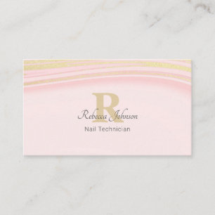 Rosa Guld Glitter Monogram Girly Chic Visitkort