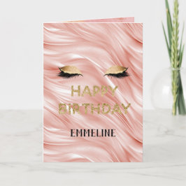 Rosa Guld Glitter Ögonfransar Födelsedag Kort