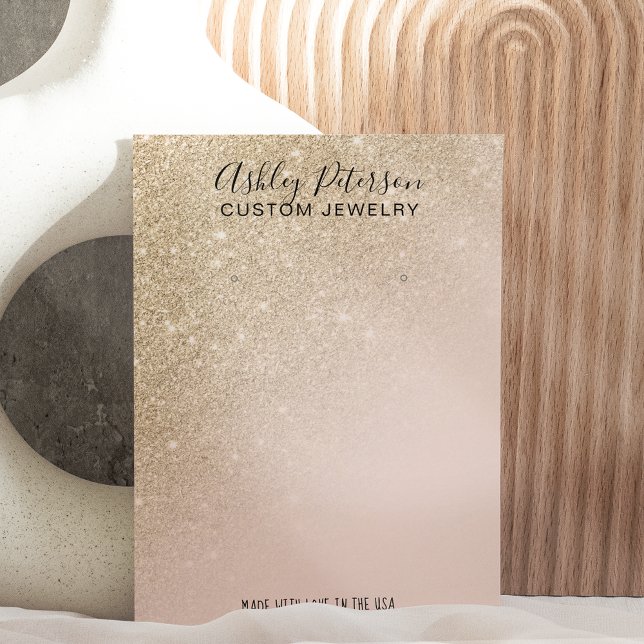 Rosa guld glitter ombre-visning för örning av smyc visitkort (Skapare uppladdad)