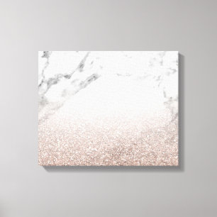 Rosa guld- glitter på marmorkanfas canvastryck
