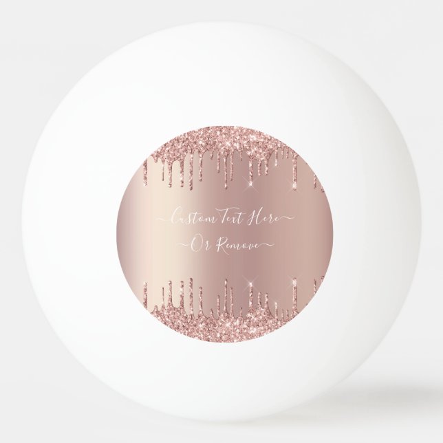 Rosa Guld Glitter Ping Pong Boll med Anpassad Text (Framsidan)