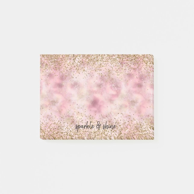Rosa guld glitter post-it block (Framsida)