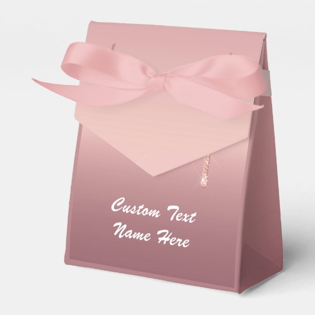 Rosa Guld Glitter Presentlådor Personlig Namn Text (Framsidan Sidan)