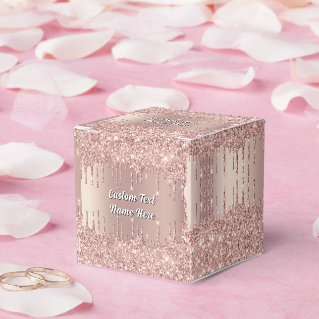 Rosa Guld Glitter Presentlådor Personlig Text Namn (Bröllop)