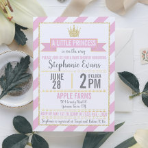 Rosa Guld Glitter Princess Baby Baby Shower bjudan