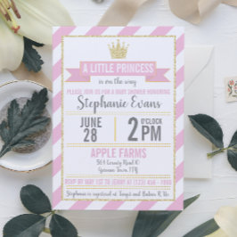 Rosa Guld Glitter Princess Baby Baby Shower bjudan Inbjudningar