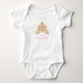 Rosa Guld Glitter Princess Carriage 1:a födelsedag T Shirt