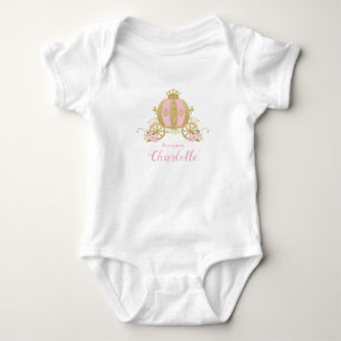 Rosa Guld Glitter Princess Carriage 1:a födelsedag T Shirt