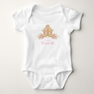 Rosa Guld Glitter Princess Carriage 1:a födelsedag T Shirt