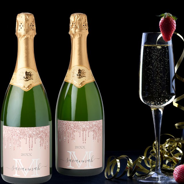 Rosa guld glitter rosa glimmer monogram glamour (Skapare uppladdad)