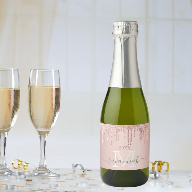 Rosa guld glitter rosa glimmer monogram glamour (Skapare uppladdad)