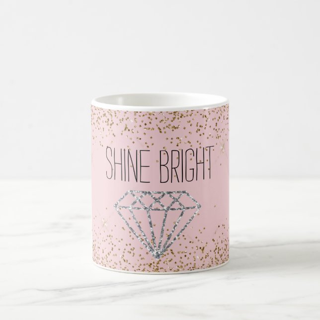 Rosa Guld Glitter Silver Diamant Lyser Ljust Kaffemugg (Center)