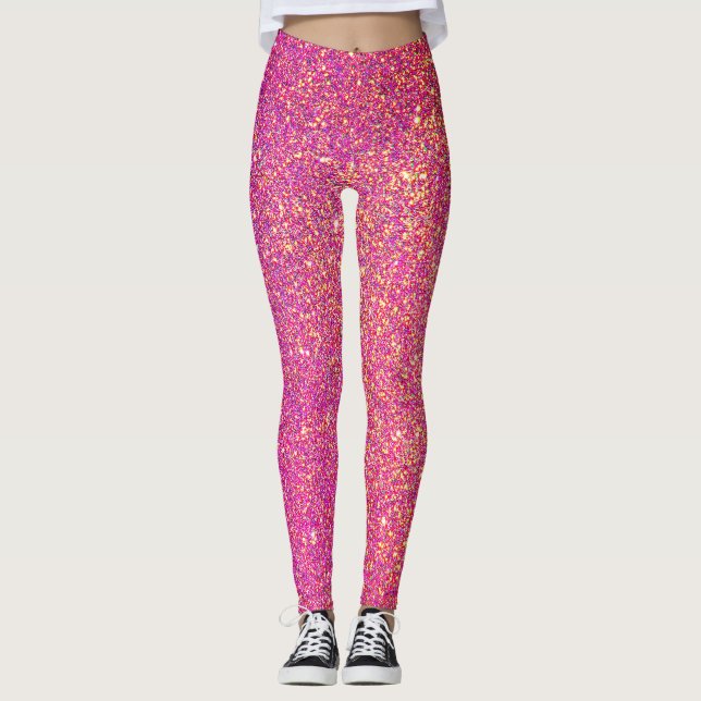 Rosa Guld Glitter Sparkly Ombre Modern Snyggt Leggings (Framsida)