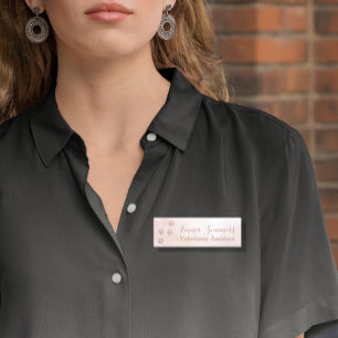 Rosa Guld Glitter Tass Veterinär Verksamhet Namnbricka