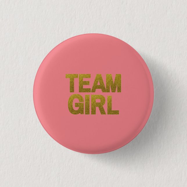 Rosa Guld Glitter Team Girl Baby Shower Knapp (Framsida)