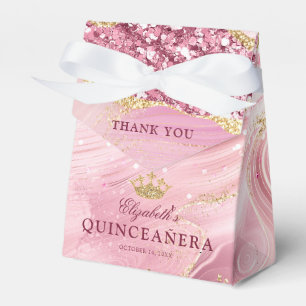 Rosa Guld Glitter Tiara Agate 15th Quinceañera Presentaskar
