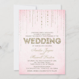 Rosa & Guld Glitter Titta på bröllopsinbjudan Inbjudningar