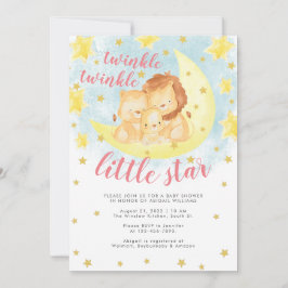 Rosa Guld Glitter Twinkle Little Star Baby Shower Inbjudningar