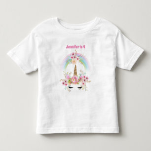 ROSA GULD GLITTER UNICORN BLOMMIGT 4E FÖDELSEDAGEN T SHIRT