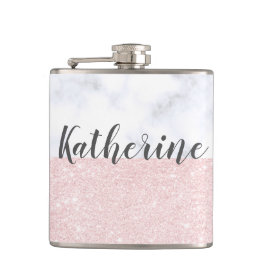 Rosa guld- glitter- & vitmarmor för elegant fickplunta