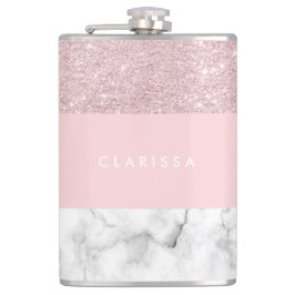 Rosa guld- glitter- & vitmarmor för elegant fickplunta