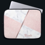 Rosa guld- glitter- & vitmarmor för elegant laptop fodral<br><div class="desc">Stilfull kombination av för glitter- & vitmarmor för faux det rosa guld- kvarteret för färg.</div>