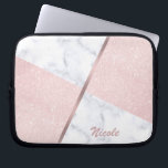 Rosa guld- glitter- & vitmarmor för elegant laptop fodral<br><div class="desc">Stilfull kombination av för glitter- & vitmarmor för faux det rosa guld- kvarteret för färg.</div>