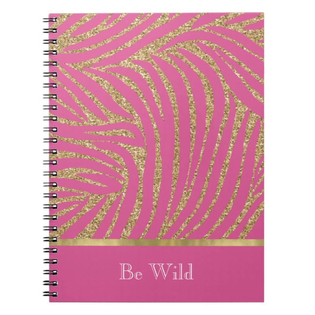 Rosa Guld Glitter Zebra   Anteckningsbok (Framsidan)