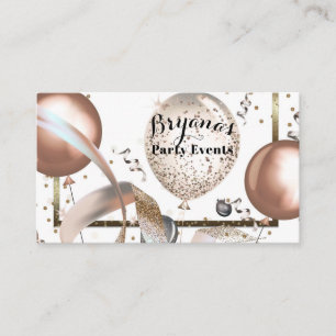 Rosa Guld Glitterballonger Vit Partyplanerare Visitkort