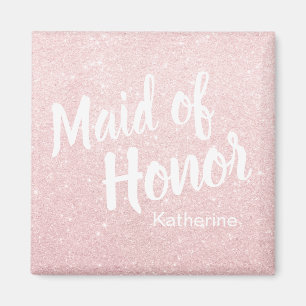 Rosa guld- glittermaid of honor för elegant söt magnet