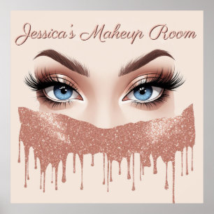 ✨ Rosa Guld Glitterögon Makeup Dekoration För Flic Poster