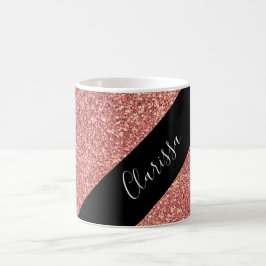 Rosa guld- glittersvart för elegant modern chick kaffemugg