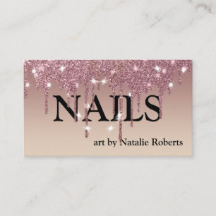 Rosa Guld Glittery Nagel Polen Visitkort