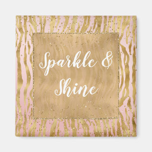 Rosa Guld Glitz Gnistra Zebra tryck Magnet