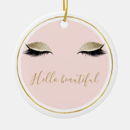 Rosa Guld Glitzy Black Eyelash Julgransprydnad Keramik