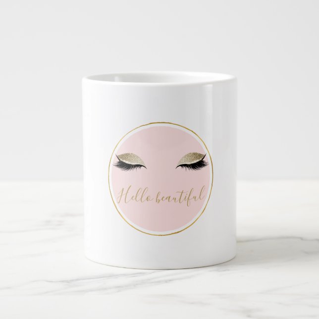 Rosa Guld Glitzy Black Eyelash Jumbo Mugg (Framsidan)
