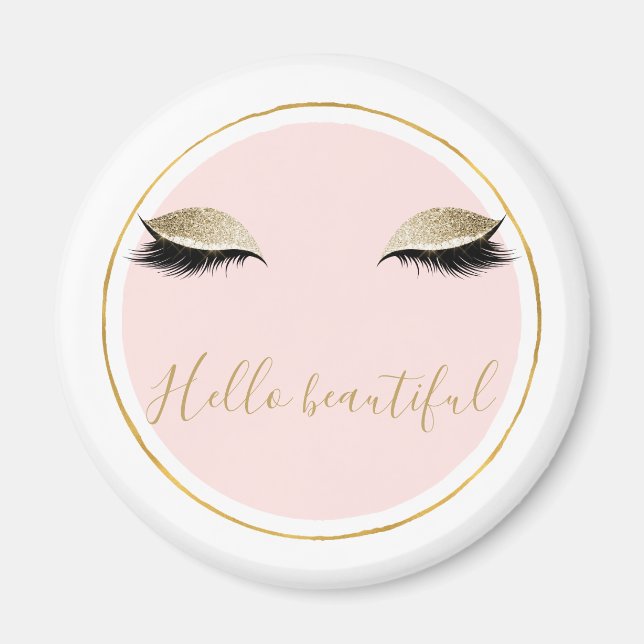 Rosa Guld Glitzy Black Eyelash Magnet (Framsidan)
