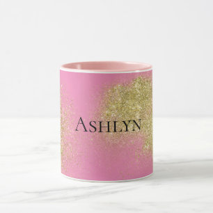 Rosa Guld Glitzy Glitter Mugg