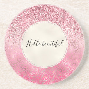 Rosa Guld Glitzy Glitter Ombre Leopard Skriv ut Underlägg
