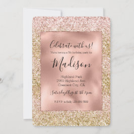Rosa Guld Glitzy Gnistra Glitter Ombre Inbjudningar