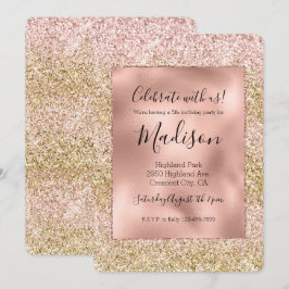 Rosa Guld Glitzy Gnistra Glitter Ombre Inbjudningar