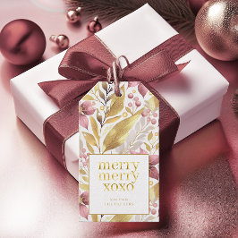 Rosa Guld God jul Merry Mönster#21 ID1009 Presentetikett