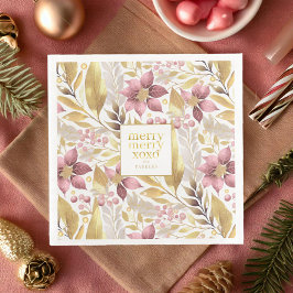 Rosa Guld God jul, Mönster#21 ID1009 Pappersservett