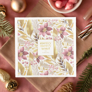 Rosa Guld God jul, Mönster#21 ID1009 Pappersservett