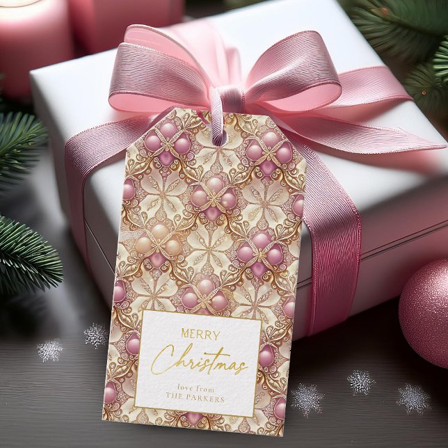 Rosa Guld God jul, Mönster#4 ID1009 Presentetikett (Skapare uppladdad)