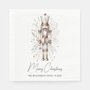 Rosa & Guld God jul Nutcracker Pappersservett