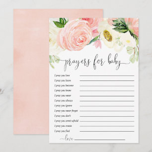Rosa guld greenery blommigt Prayers for Baby Card Inbjudningar