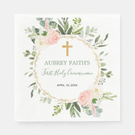 Rosa guld greenery eucalyptus Första Heligan Kommu Pappersservett