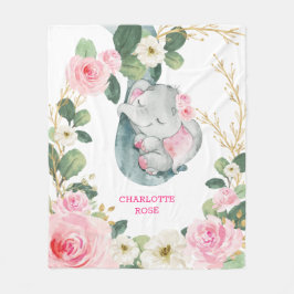 Rosa Guld Greenery Ro Elephant Girl Nursery Fleecefilt