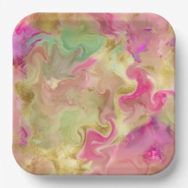 Rosa, guld, grönt bläck tryckplåt